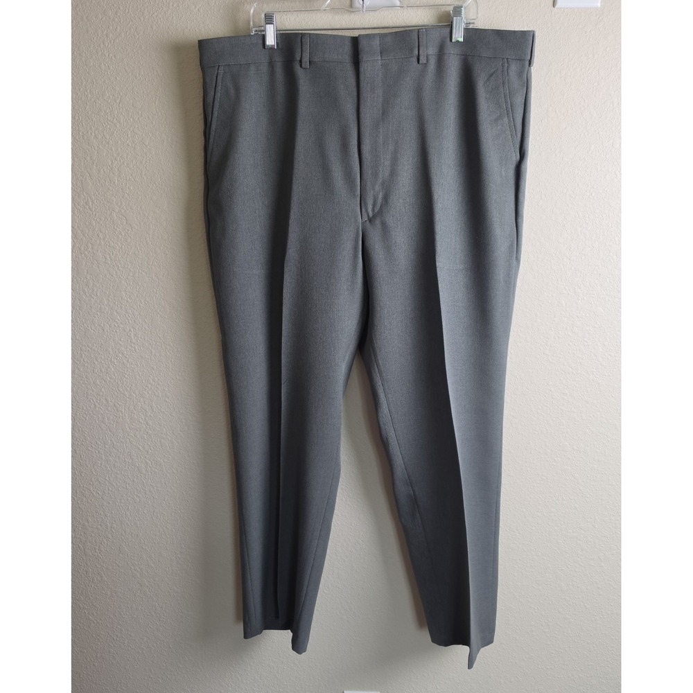 David Taylor Flex Fit Pants Men 42x29 Heather Gray Dress Pants Polyester RN15099